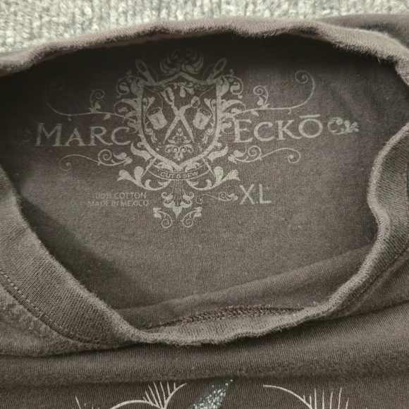Marc Echo Cut & Sew Skull And Eagle Black‎ Graphic T-Shirt Size Extra Large - Picture 3 of 7